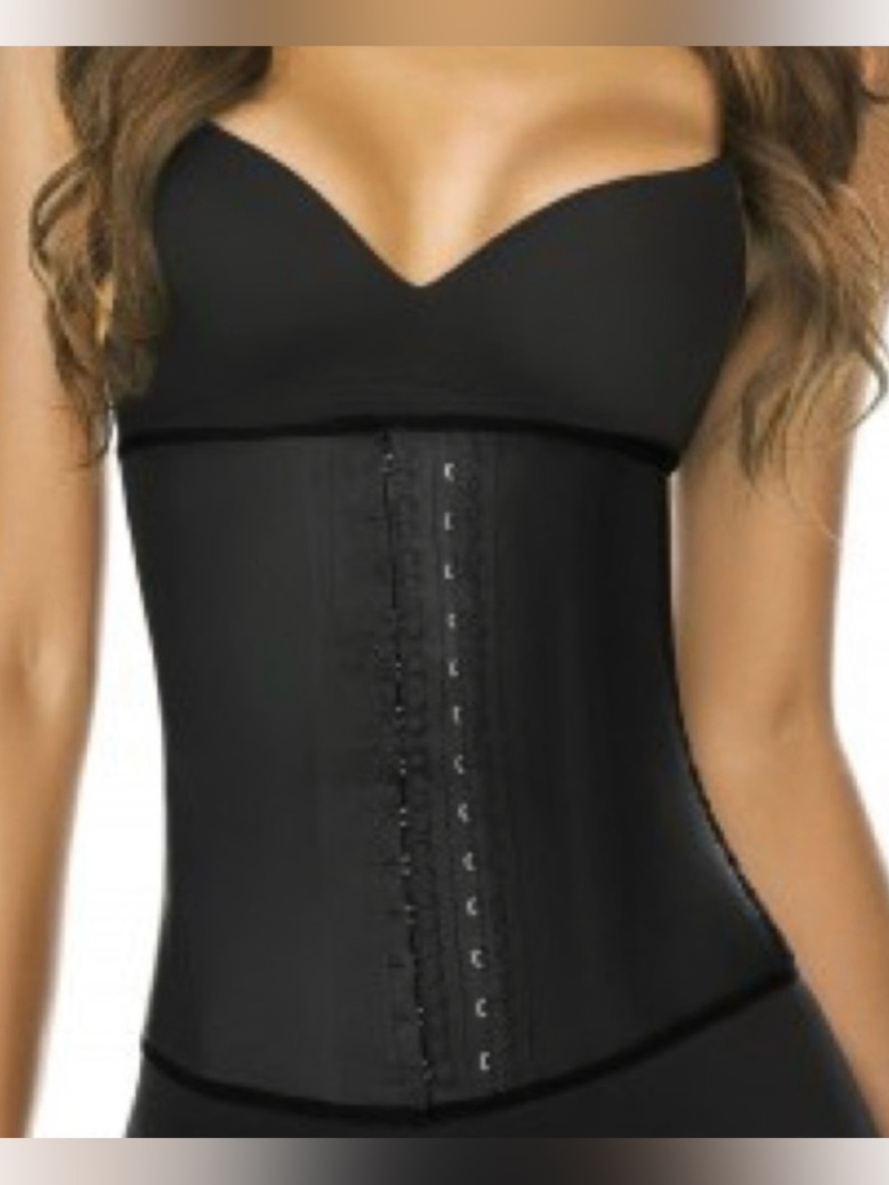 Ann Chery Latex Black Waist Trainer Faja Corset Shapewear Size 38 US XL